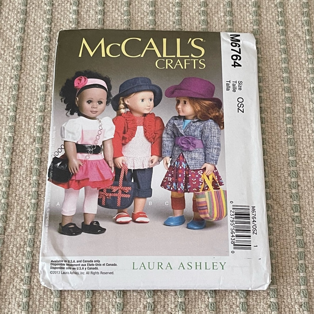 New- Laura Ashley - Doll Clothes Sewing Pattern - #M6764